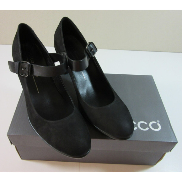 Ecco Shoes - ECCO Black Mary Jane Pumps Shape 55 Plateau Suede Leather Size 40